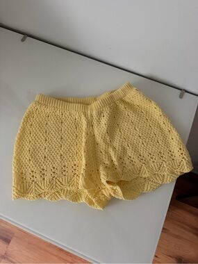 Peppermayo Yellow Crochet shorts